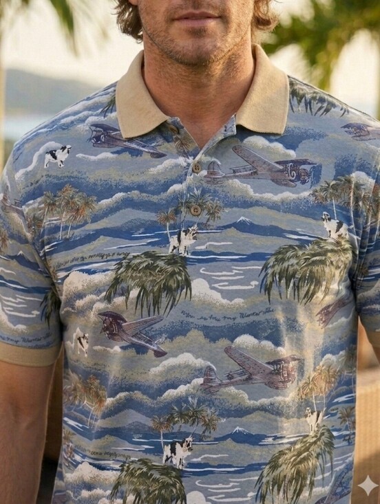 Big Dogs Other - Vintage Big Dogs Hawaiian Airplane Button Up Shirt Sz 4X Aloha Vacation Cruise